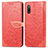 Leather Case Stands Fashionable Pattern Flip Cover Holder S04D for Sony Xperia Ace II Red