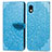 Leather Case Stands Fashionable Pattern Flip Cover Holder S04D for Sony Xperia Ace III Blue