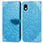 Leather Case Stands Fashionable Pattern Flip Cover Holder S04D for Sony Xperia Ace III SO-53C Blue