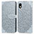 Leather Case Stands Fashionable Pattern Flip Cover Holder S04D for Sony Xperia Ace III SO-53C Gray