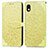 Leather Case Stands Fashionable Pattern Flip Cover Holder S04D for Sony Xperia Ace III SO-53C Yellow