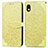 Leather Case Stands Fashionable Pattern Flip Cover Holder S04D for Sony Xperia Ace III SOG08 Yellow