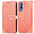 Leather Case Stands Fashionable Pattern Flip Cover Holder S04D for Vivo iQOO Z3 5G Orange