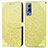 Leather Case Stands Fashionable Pattern Flip Cover Holder S04D for Vivo iQOO Z3 5G Yellow