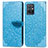 Leather Case Stands Fashionable Pattern Flip Cover Holder S04D for Vivo iQOO Z6 5G Blue