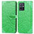 Leather Case Stands Fashionable Pattern Flip Cover Holder S04D for Vivo iQOO Z6 5G Green