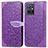 Leather Case Stands Fashionable Pattern Flip Cover Holder S04D for Vivo iQOO Z6 5G Purple