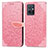 Leather Case Stands Fashionable Pattern Flip Cover Holder S04D for Vivo iQOO Z6 5G Rose Gold