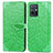 Leather Case Stands Fashionable Pattern Flip Cover Holder S04D for Vivo T1 5G India Green