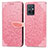 Leather Case Stands Fashionable Pattern Flip Cover Holder S04D for Vivo T1 5G India Rose Gold