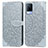 Leather Case Stands Fashionable Pattern Flip Cover Holder S04D for Vivo V21 5G Gray