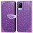 Leather Case Stands Fashionable Pattern Flip Cover Holder S04D for Vivo V21 5G Purple