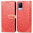 Leather Case Stands Fashionable Pattern Flip Cover Holder S04D for Vivo V21 5G Red