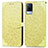 Leather Case Stands Fashionable Pattern Flip Cover Holder S04D for Vivo V21 5G Yellow