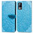 Leather Case Stands Fashionable Pattern Flip Cover Holder S04D for Vivo V21e 4G Blue