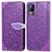 Leather Case Stands Fashionable Pattern Flip Cover Holder S04D for Vivo V21e 4G Purple