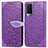 Leather Case Stands Fashionable Pattern Flip Cover Holder S04D for Vivo V21e 5G Purple