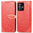 Leather Case Stands Fashionable Pattern Flip Cover Holder S04D for Vivo V23 5G Red