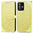 Leather Case Stands Fashionable Pattern Flip Cover Holder S04D for Vivo V23 5G Yellow