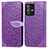 Leather Case Stands Fashionable Pattern Flip Cover Holder S04D for Vivo V23 Pro 5G Purple