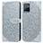 Leather Case Stands Fashionable Pattern Flip Cover Holder S04D for Vivo Y21 Gray