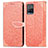 Leather Case Stands Fashionable Pattern Flip Cover Holder S04D for Vivo Y21 Orange