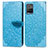 Leather Case Stands Fashionable Pattern Flip Cover Holder S04D for Vivo Y21a Blue