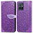 Leather Case Stands Fashionable Pattern Flip Cover Holder S04D for Vivo Y33e 5G Purple