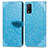 Leather Case Stands Fashionable Pattern Flip Cover Holder S04D for Vivo Y3s (2021) Blue