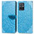 Leather Case Stands Fashionable Pattern Flip Cover Holder S04D for Vivo Y55 5G Blue