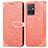Leather Case Stands Fashionable Pattern Flip Cover Holder S04D for Vivo Y75 5G Orange