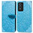 Leather Case Stands Fashionable Pattern Flip Cover Holder S04D for Vivo Y76s 5G Blue