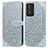 Leather Case Stands Fashionable Pattern Flip Cover Holder S04D for Vivo Y76s 5G Gray