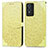 Leather Case Stands Fashionable Pattern Flip Cover Holder S04D for Vivo Y76s 5G Yellow