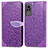 Leather Case Stands Fashionable Pattern Flip Cover Holder S04D for Xiaomi Civi 1S 5G Purple