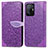 Leather Case Stands Fashionable Pattern Flip Cover Holder S04D for Xiaomi Mi 11T Pro 5G Purple