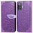 Leather Case Stands Fashionable Pattern Flip Cover Holder S04D for Xiaomi Poco F3 GT 5G Purple