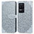 Leather Case Stands Fashionable Pattern Flip Cover Holder S04D for Xiaomi Poco F4 5G Gray