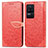 Leather Case Stands Fashionable Pattern Flip Cover Holder S04D for Xiaomi Poco F4 5G Red