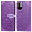 Leather Case Stands Fashionable Pattern Flip Cover Holder S04D for Xiaomi POCO M3 Pro 5G Purple