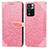 Leather Case Stands Fashionable Pattern Flip Cover Holder S04D for Xiaomi Poco X4 NFC Rose Gold