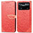 Leather Case Stands Fashionable Pattern Flip Cover Holder S04D for Xiaomi Poco X4 Pro 5G Red
