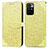 Leather Case Stands Fashionable Pattern Flip Cover Holder S04D for Xiaomi Redmi 10 (2022) Yellow