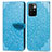 Leather Case Stands Fashionable Pattern Flip Cover Holder S04D for Xiaomi Redmi 10 4G Blue