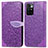 Leather Case Stands Fashionable Pattern Flip Cover Holder S04D for Xiaomi Redmi 10 4G Purple