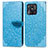 Leather Case Stands Fashionable Pattern Flip Cover Holder S04D for Xiaomi Redmi 10 India Blue