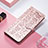 Leather Case Stands Fashionable Pattern Flip Cover Holder S04D for Xiaomi Redmi 12C 4G Pink