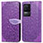 Leather Case Stands Fashionable Pattern Flip Cover Holder S04D for Xiaomi Redmi K50 5G Purple