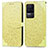 Leather Case Stands Fashionable Pattern Flip Cover Holder S04D for Xiaomi Redmi K50 5G Yellow