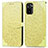 Leather Case Stands Fashionable Pattern Flip Cover Holder S04D for Xiaomi Redmi Note 10 4G Yellow